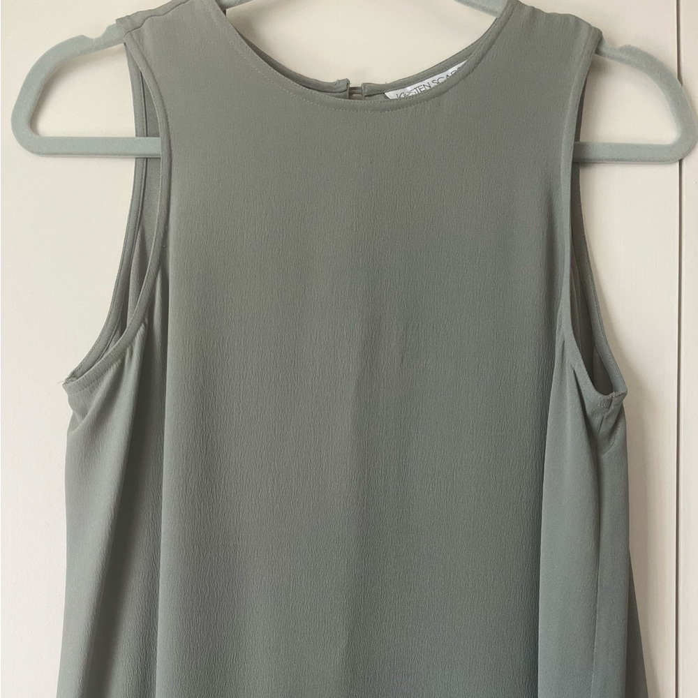 Vintage 100% silk flowy green dress